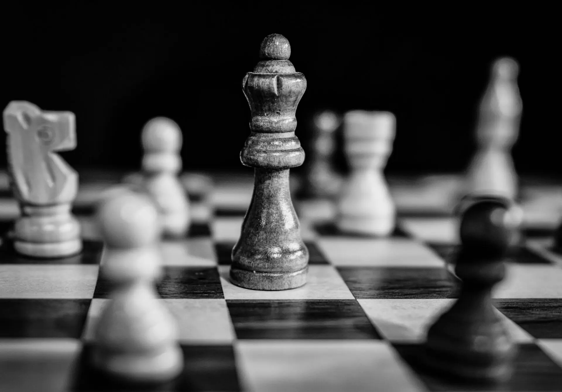 Chess game in black and white